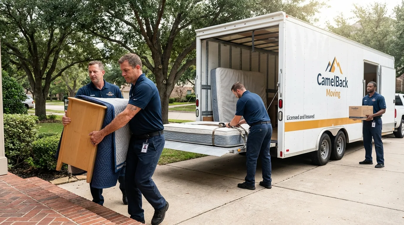 Crew loading residential truck for cross-state move from Orocovis, PR